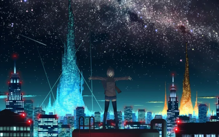 Hình ảnh bầu trời đêm anime đẹp