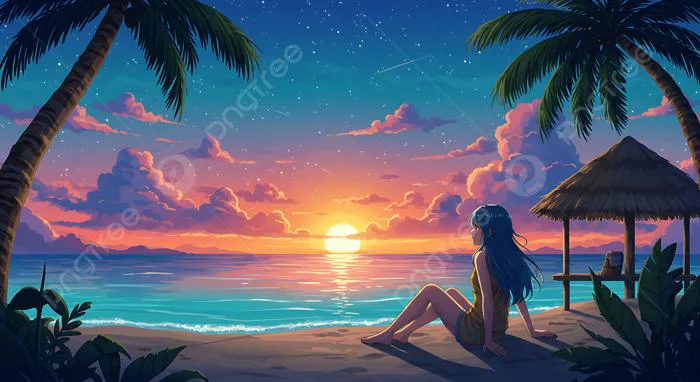 Hình nền Nền Cô Gái Anime ở Bãi Biển Hoàng Hôn Thiên đường Nhiệt đới Yên  Bình, Anime, Cô Gái, Hoàng Hôn Background Vector để tải xuống miễn phí -  Pngtree