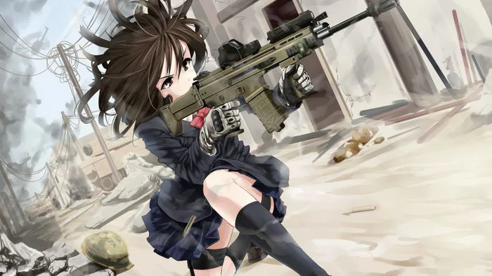 Ảnh Anime nữ cầm súng ngầu đẹp