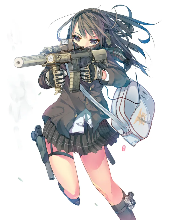 Hình ảnh Anime nữ cầm súng ngầu đẹp