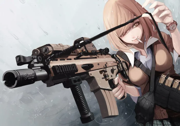 Hình ảnh Anime nữ cầm súng ngầu đẹp