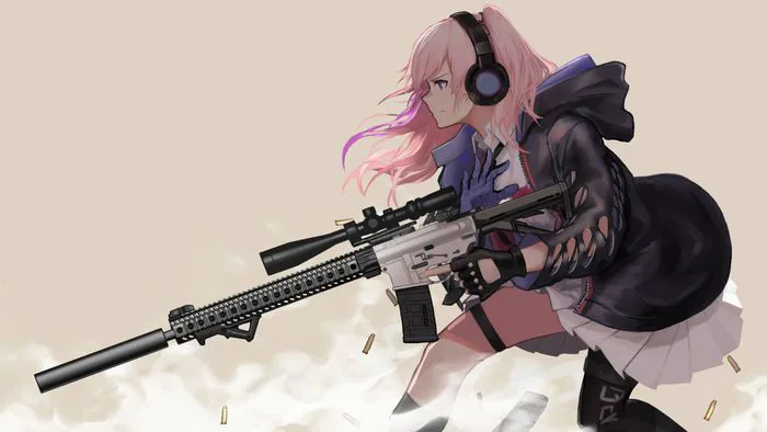 Ảnh Anime nữ cầm súng ngầu đẹp