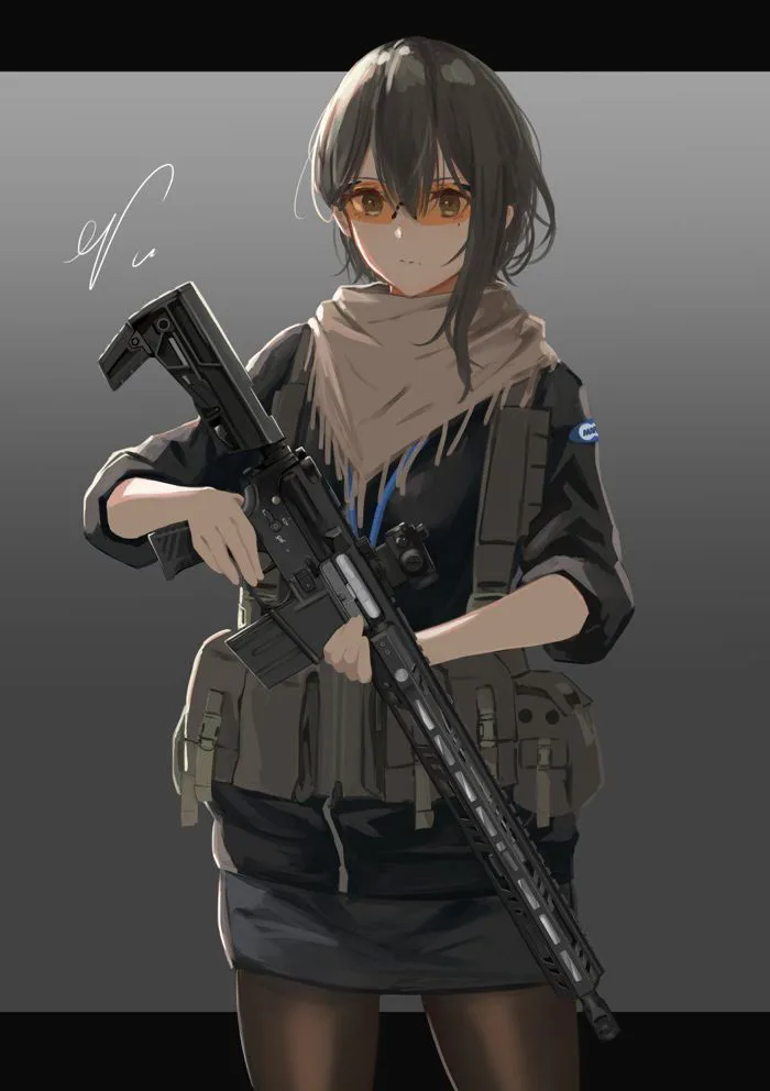 Hình ảnh Anime nữ cầm súng ngầu đẹp