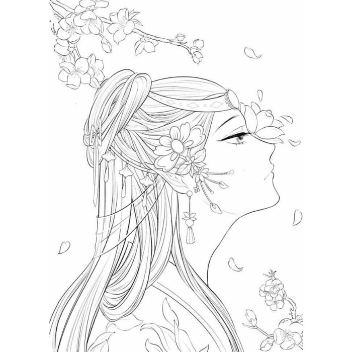 Tranh Tô Màu Anime Cổ Trang - Lạc Vào Thế Giới Hoạt Hình Thời Cổ Đại - Tô  màu trực tuyến