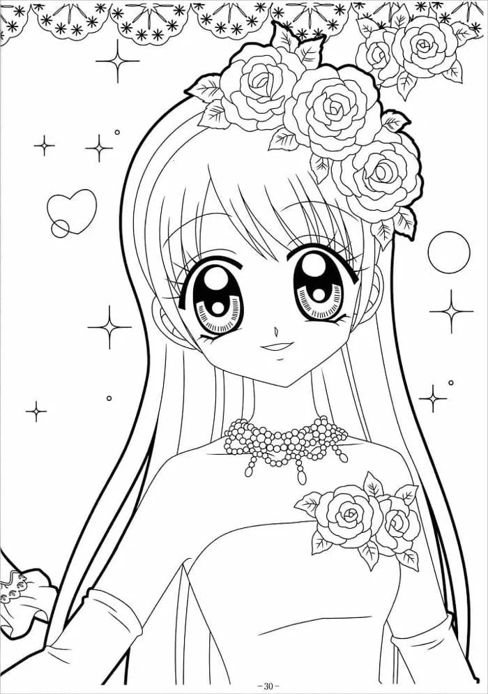 Tô Màu Công Chúa Anime - Tranh Tô Màu Cho Bé