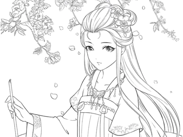 30+ tranh tô màu công chúa anime cute chibi cực dễ thương