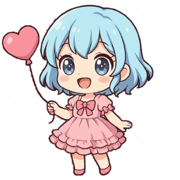 Hình ảnh Cô Gái Anime Chibi Dễ Thương Với Mái Tóc Xanh Pastel Cầm Một Quả Bóng Bay Hình Trái Tim PNG , Clipart Trái Tim, Clipart Bóng Bay, Clip Nghệ Thuật