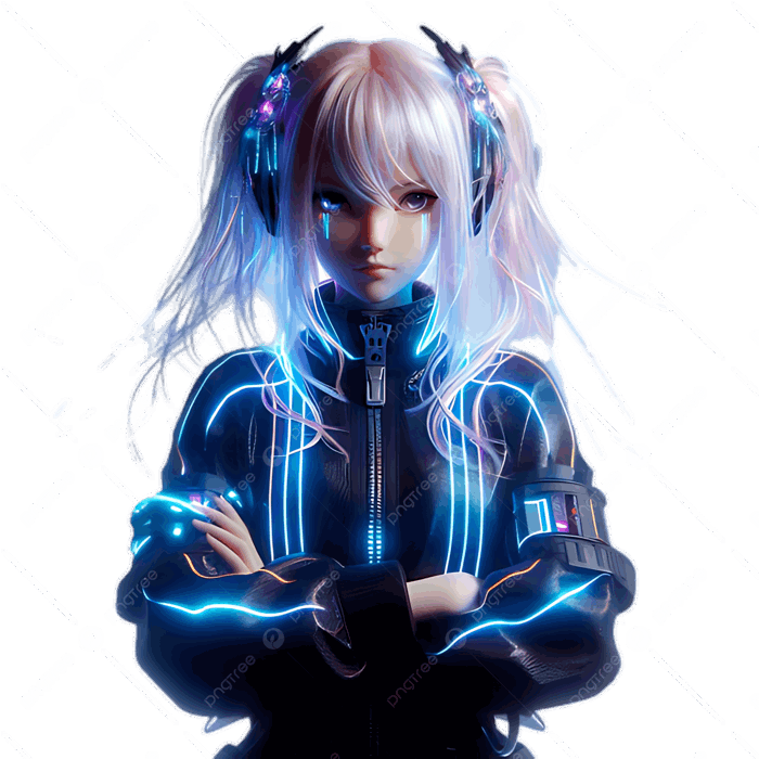 Hình ảnh Cô Gái Cyberpunk Với Những đường Kẻ Xanh Phát Sáng Mái Tóc Hồng Và  Tai Nghe Mang Phong Cách đô Thị Neon PNG , Cô Gái Mạng, đường Màu Xanh