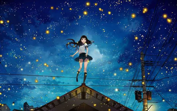 Ảnh Bầu Trời Đêm Đẹp Anime [128+ Hình Nền Cute Nhất]