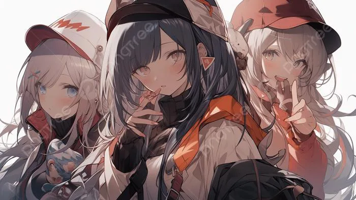 Hình nền Nền Ba Cô Gái Anime đội Mũ Và Mũ, Hình ảnh Nhóc, Thằng Nhãi, Thịt  Background Vector để tải xuống miễn phí - Pngtree