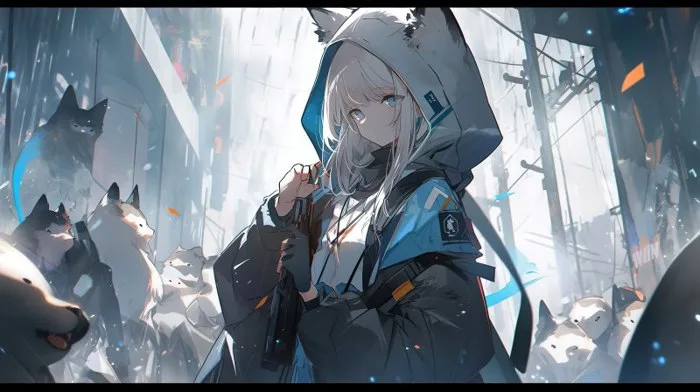 Tải miễn phí Trùm đầu Anime Sói đội Mũ Trùm đầu Màu Trắng Trên đường Phố  Nền | JPG chuyên nghiệp - Pikbest