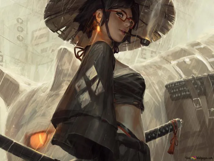 Anime cô gái xinh đẹp đội mũ rơm hút tẩu cầm kiếm trước hình ảnh con HD tải  xuống hình nền
