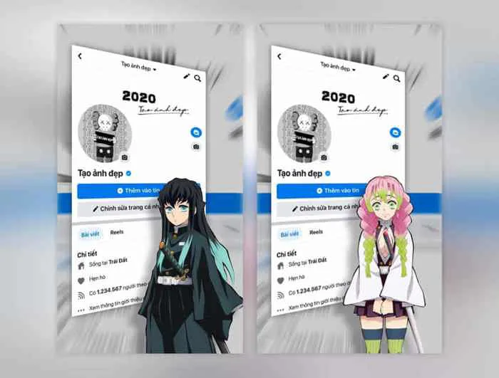 Ghép ảnh trang cá nhân facebook 3D với nhân vật Anime