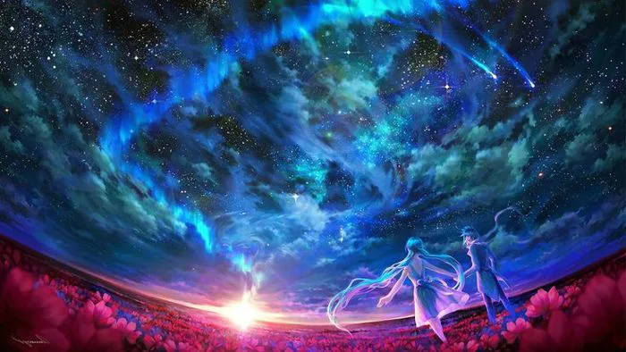 Enchanted Sunset: Anime HD Wallpaper by tigaa | Galaxy diamond art, Diamond  painting galaxy, Night sky