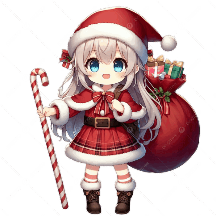 Hình ảnh Cô Gái Anime Trong Trang Phục ông Già Noel Với Mái Tóc đỏ Và Trắng  Trên Nền Trong Suốt PNG , Cô Gái Anime Trong Trang Phục ông Già Noel