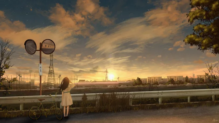 Hình Nền Anime Cô Gái Hoàng Hôn Thành Phố | 3840x2160 | Wallpaper Alchemy