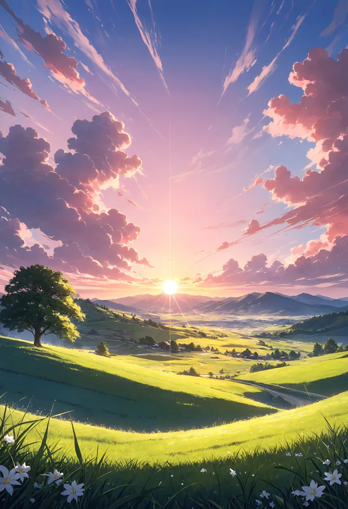 Hoàng hôn Anime trên những ngọn đồi lượn sóng | 2912x4256 | Wallpaper  Alchemy