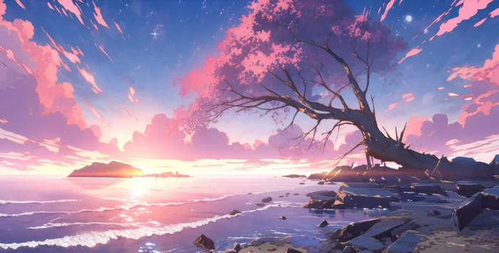 Hình Nền Anime Hoa Anh Đào Bãi Biển Hoàng Hôn | 2184x1108 | Wallpaper  Alchemy