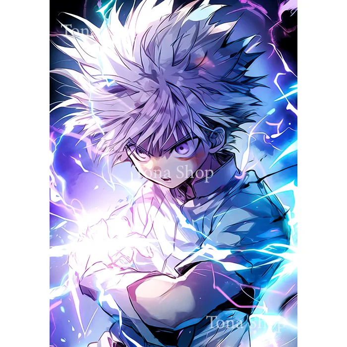 Poster, tranh ảnh dán tường anime Hunter X Hunter - Thợ Săn Tí Hon -  Killua. Decor phòng, góc làm việc, góc gaming.