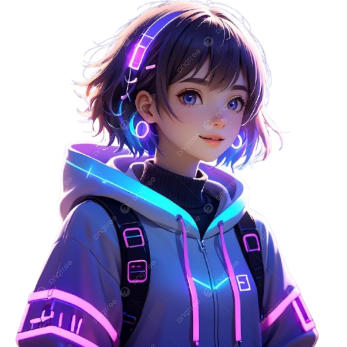 Hình ảnh Cô Gái Anime Mặc áo Hoodie Tương Lai Với đèn Neon Và Phụ Kiện Tóc  PNG , Nhân Vật áo Len, Quần áo áo Len, Cô Gái Dễ Thương PNG