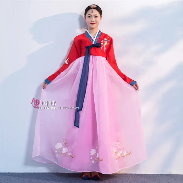 Hanbok Hàn Quốc Áo Đỏ Váy Hồng Giá Tốt - Otakul.com