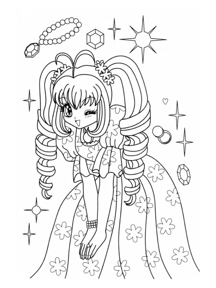 Tranh tô màu anime cute đẹp