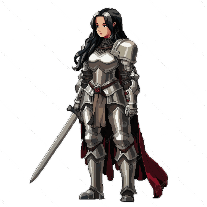 Hình ảnh Pixel Art Nữ Hiệp Sĩ Với Mái Tóc đen Sử Dụng áo Giáp Sắt PNG , 8  Bit, Những Năm 90, Hoạt Hình PNG trong suốt và Vector để tải