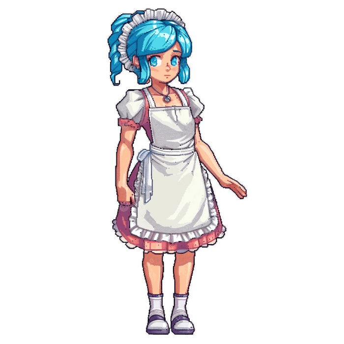 Hình ảnh Pixel Art Nữ Dân Làng Với Mái Tóc Xanh Sử Dụng Tạp Dề Trắng PNG ,  8 Bit, Những Năm 90, Hoạt Hình PNG trong suốt và Vector để tải