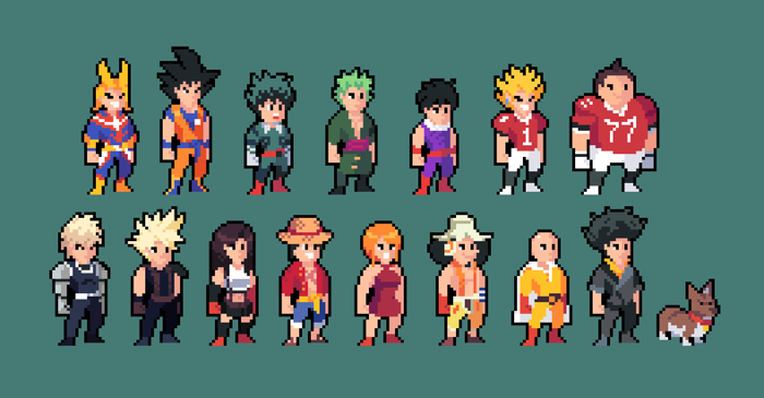Những nhân vật anime pixel nổi tiếng của Sim0n404 : r/PixelArt