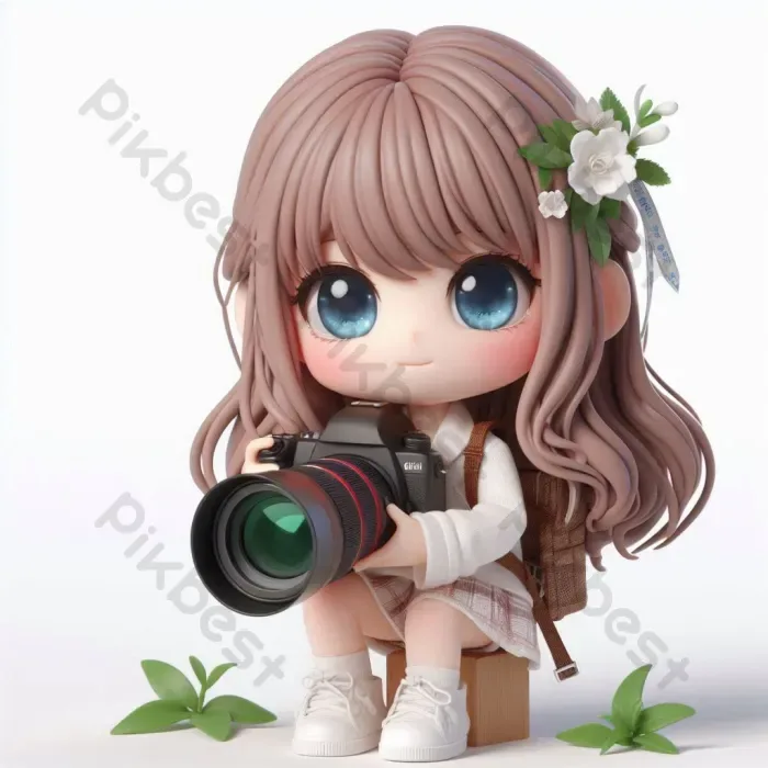 Tải miễn phí Cô Gái Anime Với Mái Tóc Rực Rỡ Cầm Máy ảnh Công cụ đồ họa |  PNG chuyên nghiệp - Pikbest