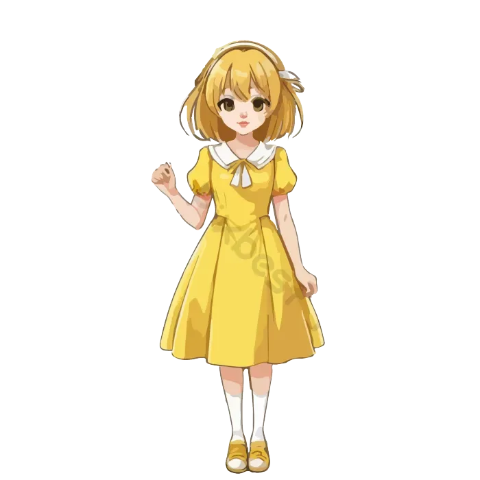 Tải miễn phí Anime Cô Gái Minh Họa Với Slogan Váy Màu Vàng Hình ảnh Png  Công cụ đồ họa | AI chuyên nghiệp - Pikbest