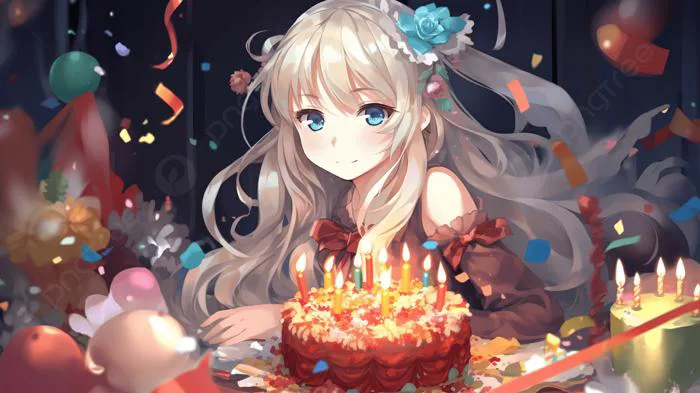 Hình nền Nền Cô Gái Trong Anime Với Những Ngọn Nến Trên Tóc Và Tổ Chức Sinh  Nhật Sau Chiếc Bánh Kem, Hình ảnh Sinh Nhật Tháng Năm, Ngày Tháng Năm, Có