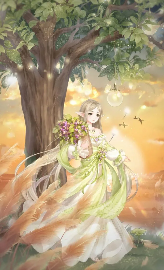 Ảnh anime nữ thần, elf, tinh linh, mẹ thiên nhiên, tinh linh cây, ảnh đẹp,  anime, art