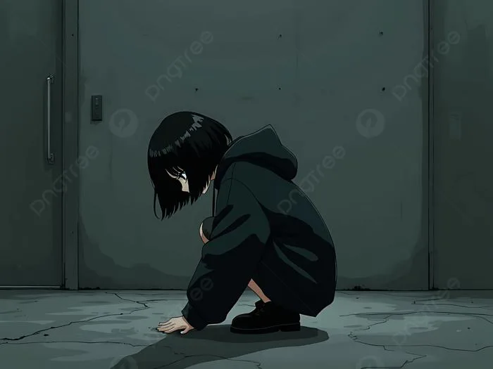 Hình nền Nền Nhân Vật đơn độc Theo Phong Cách Anime đen Tối Trong Khung  Cảnh Tối Giản U ám, Phim Hoạt Hình đen Tối, Sự Cô đơn ở Thành Thị, Thẩm