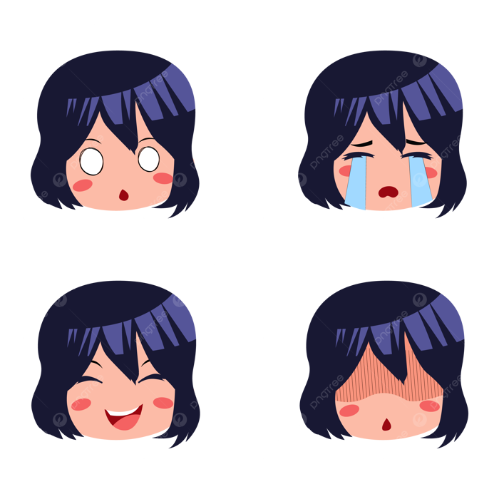 Hình ảnh Bộ Sưu Tập Biểu Cảm Khuôn Mặt Cô Gái Anime Vector PNG , Phim Hoạt  Hình, Con Gái, Tính Cách PNG và Vector với nền trong suốt để tải xuống