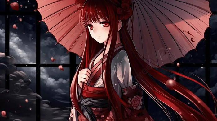 Hình nền Nền Cô Gái Anime Với Mái Tóc đỏ Dài Và Chiếc ô, Hình ảnh Hoạt Hình  Hd, Hình ảnh Hd, Jpg Background Vector để tải xuống miễn phí - Pngtree