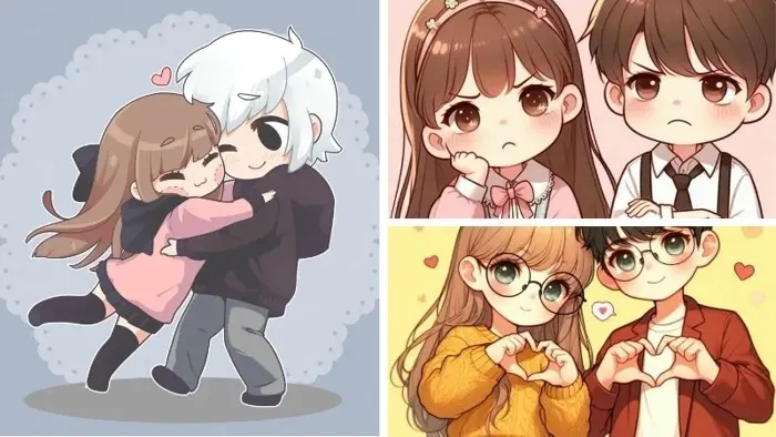 Bộ ảnh chibi đôi dễ thương dành cho các cặp đang yêu nhau