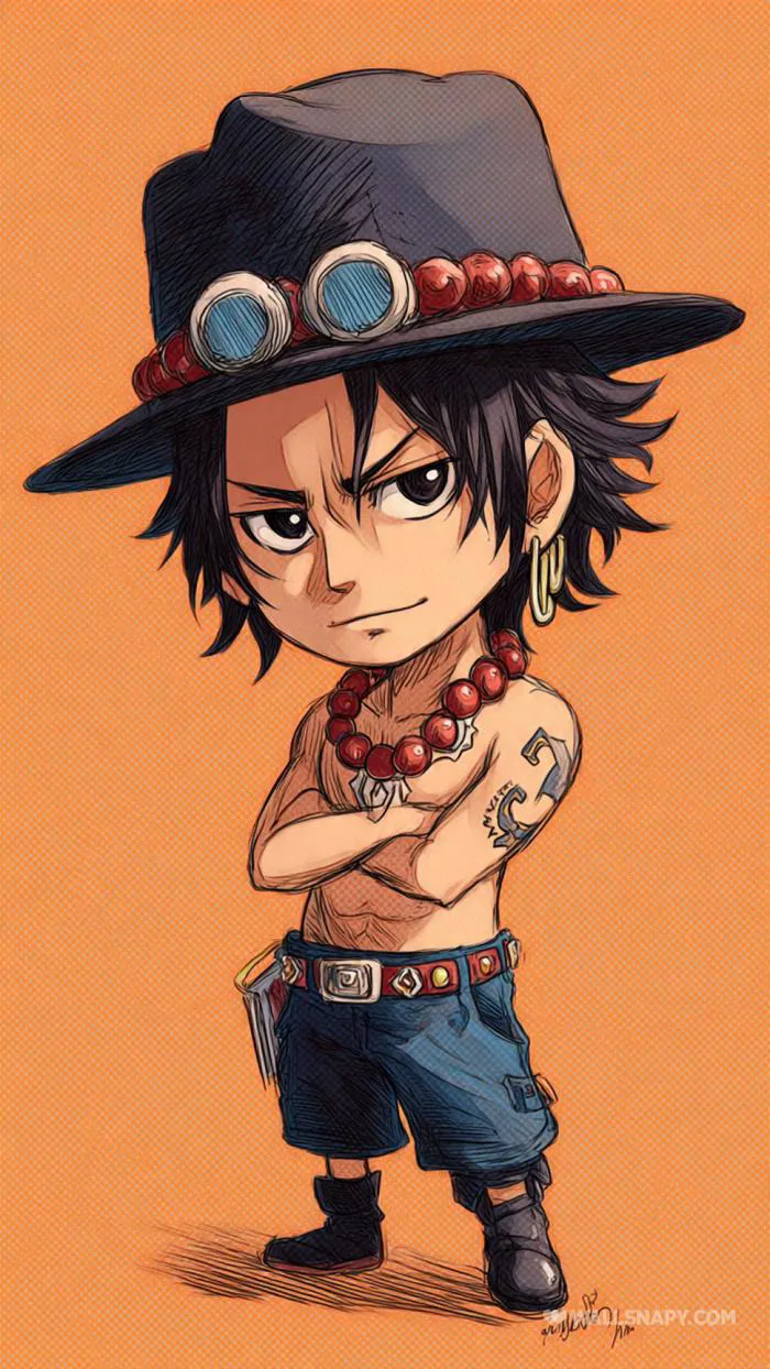 Portgas d ace chibi portrait phone wallpaper