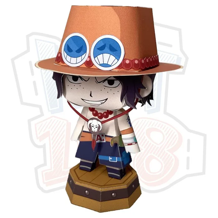 Mô hình giấy Anime Chibi Portgas D. Ace - One Piece + kit mô hình hộp trang  trí