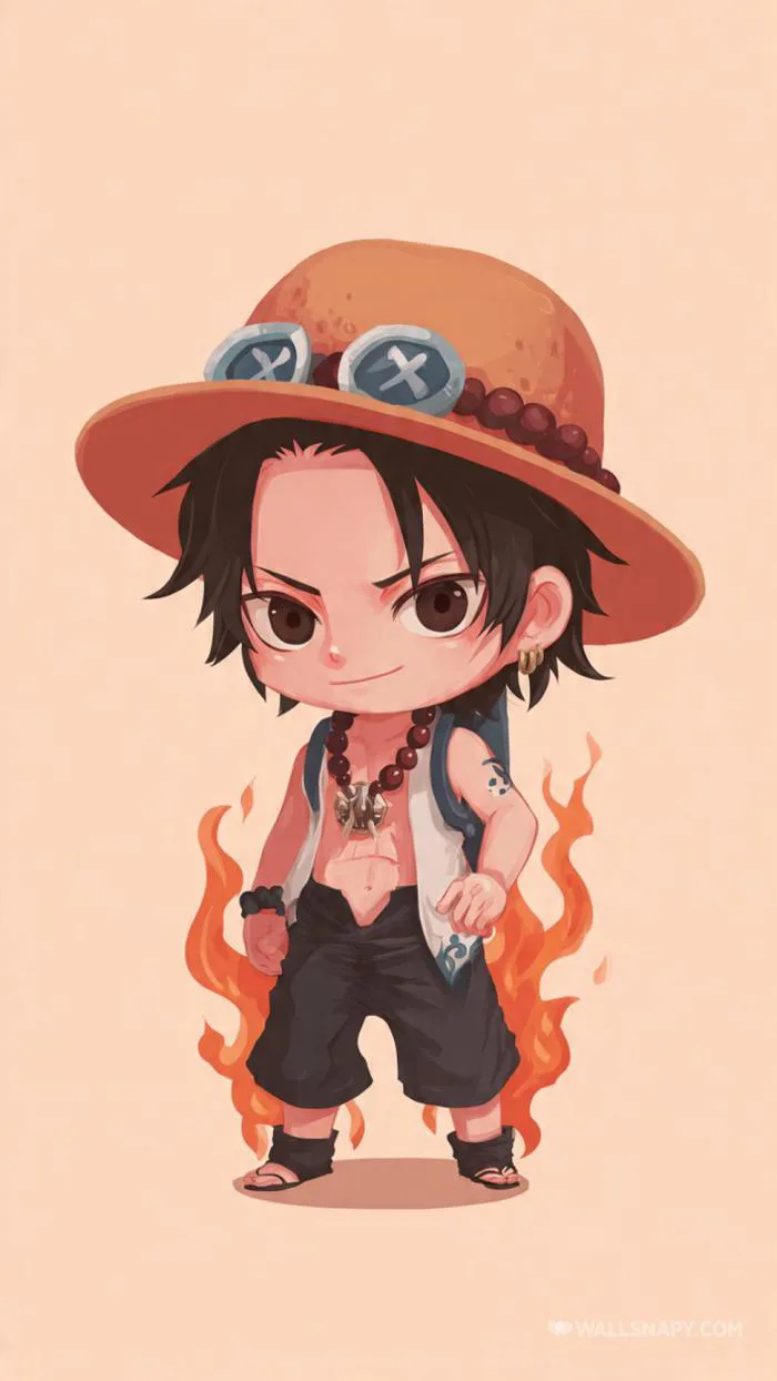 Portgas d ace chibi anime style mobile wallpaper