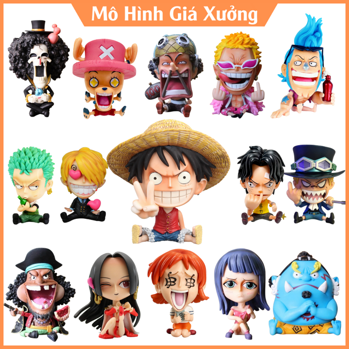 Mô hình One Piece Chibi Luffy Zoro và các nhân vật trong băng mũ rơm , ACE  , Sabo , Doflamingo , Boa Hancok , Mihawk , Râu đen - figure anime