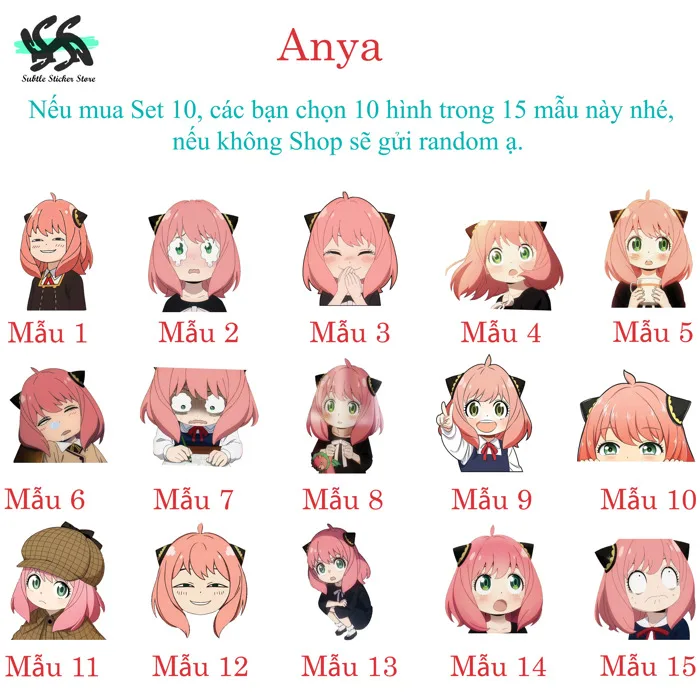 Spy x Family - Set 10/15 Sticker Anya/Anya Forger hình dán chibi anime  tráng trí laptop, vali, điện thoại...siêu đẹp chống nước chống xước |  Lazada Việt Nam