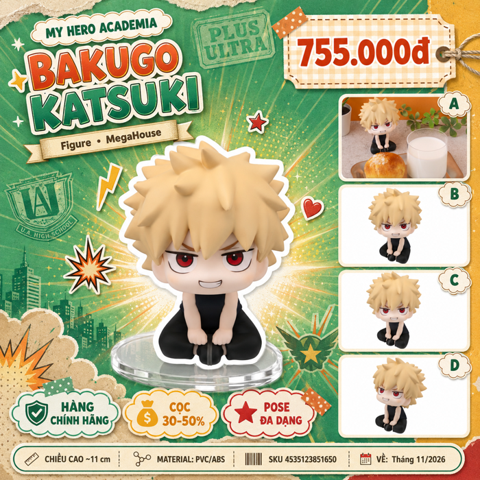 Mô hình Lookup Bakugo Katsuki bản trang phục thường ngày