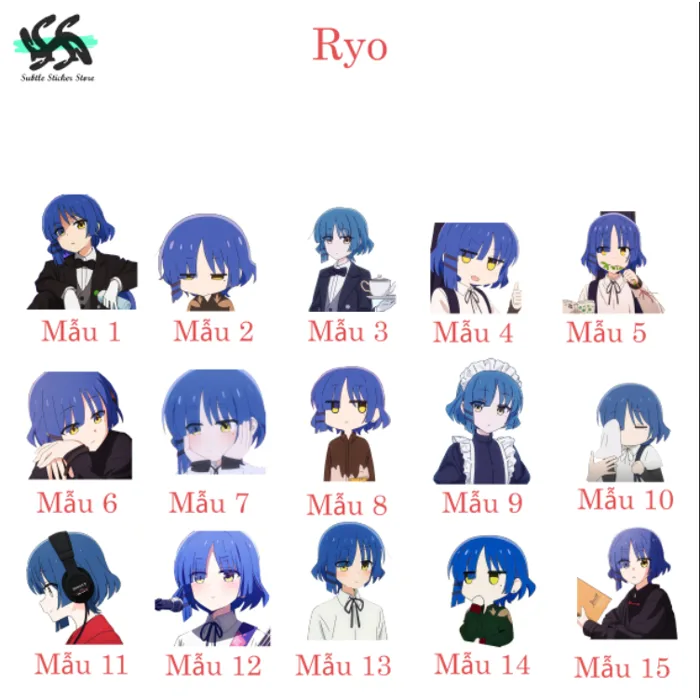 [Bocchi The Rock] - Set 10/15 Sticker Ryo Yamada / Ryo anime Bocchi The  Rock hình dán chibi dán trang trí chống nước