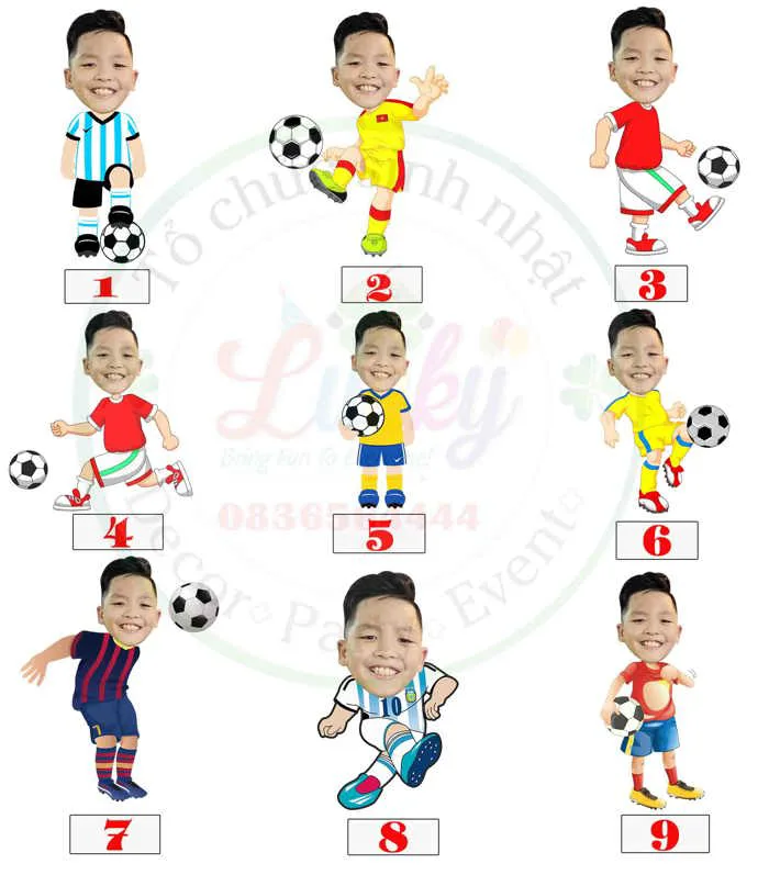 CB01 - Hình chibi bé trai chủ đề Bóng Đá - lucky