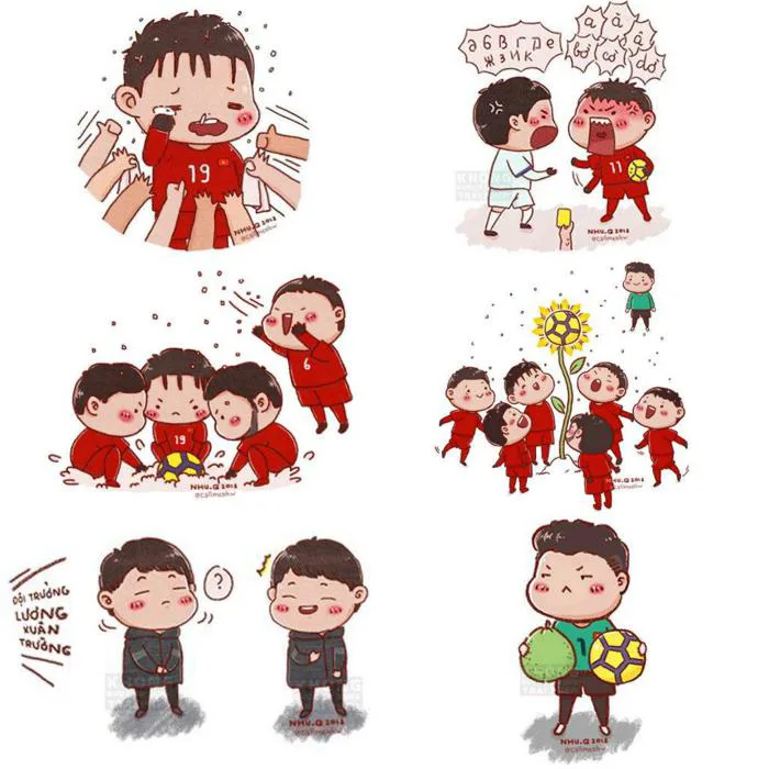 Ảnh chibi cầu thủ U23 Việt Nam khiến mọi người cười lăn