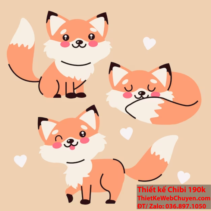 Con cáo chibi ( chibi fox ), THIẾT KẾ CHIBI 190K CUTE ĐÁNG YÊU