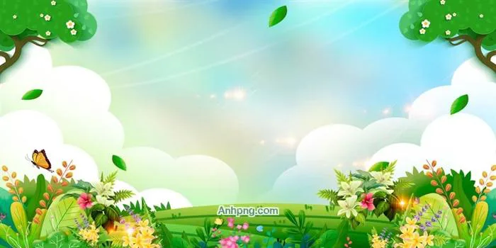 Background cảnh thiên nhiên trong lành với đám mây và lá cây - Anhpng.com -  Kho Tài Nguyên Thiết Kế: Ảnh Png, Vector, Corel, Ai, Psd
