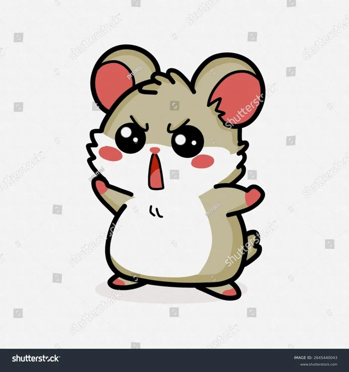 Một con chuột đồng chibi đáng: Hình minh họa có sẵn 2645440043 |  Shutterstock