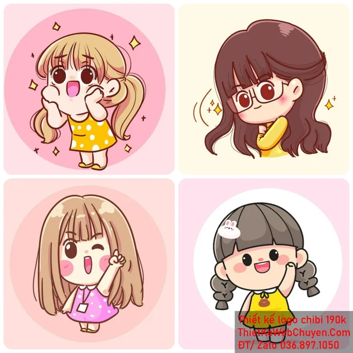 Hình Cô Gái Chibi Tóc Dài, THIẾT KẾ 190K CUTE ĐÁNG YÊU